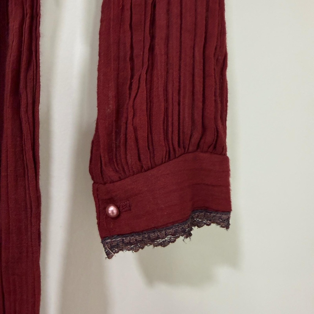 Gunne Sax 70s Vintage Lace Maxi Dress Womens S Burgundy Victorian Prairie - Picture 8 of 15